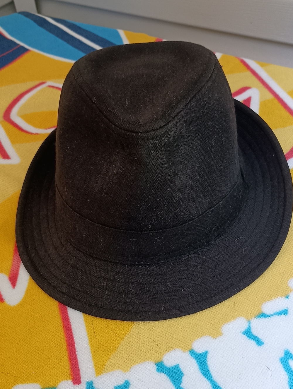 Vintage Stone Black Cotton Fedora